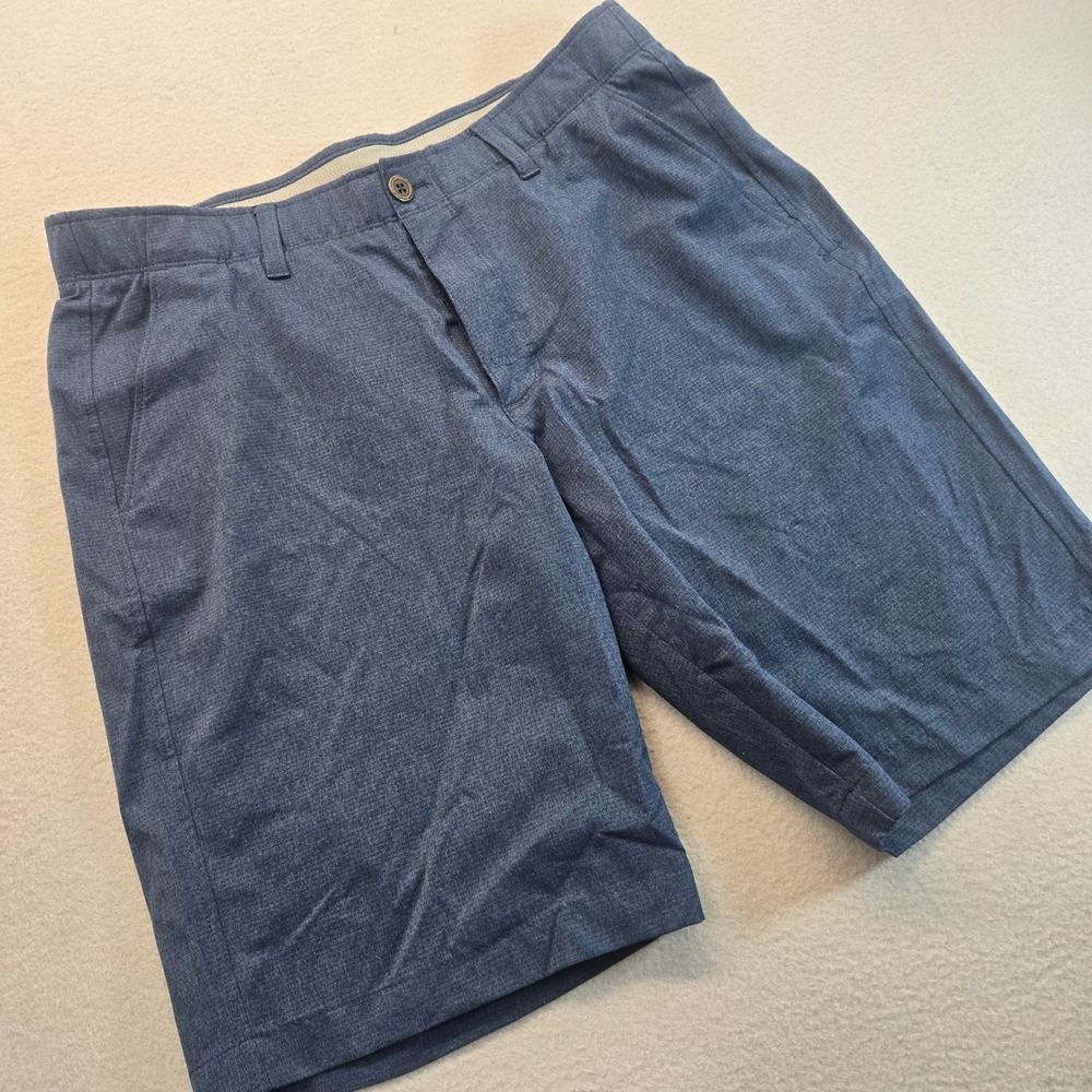 Under Armour HeatGear Mens Golf Shorts Navy Blue Heather Loose Fit Size 34